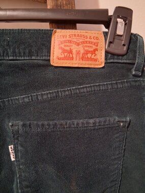 Levi's Dark Green Corduroy Straight Leg Pants Earthy